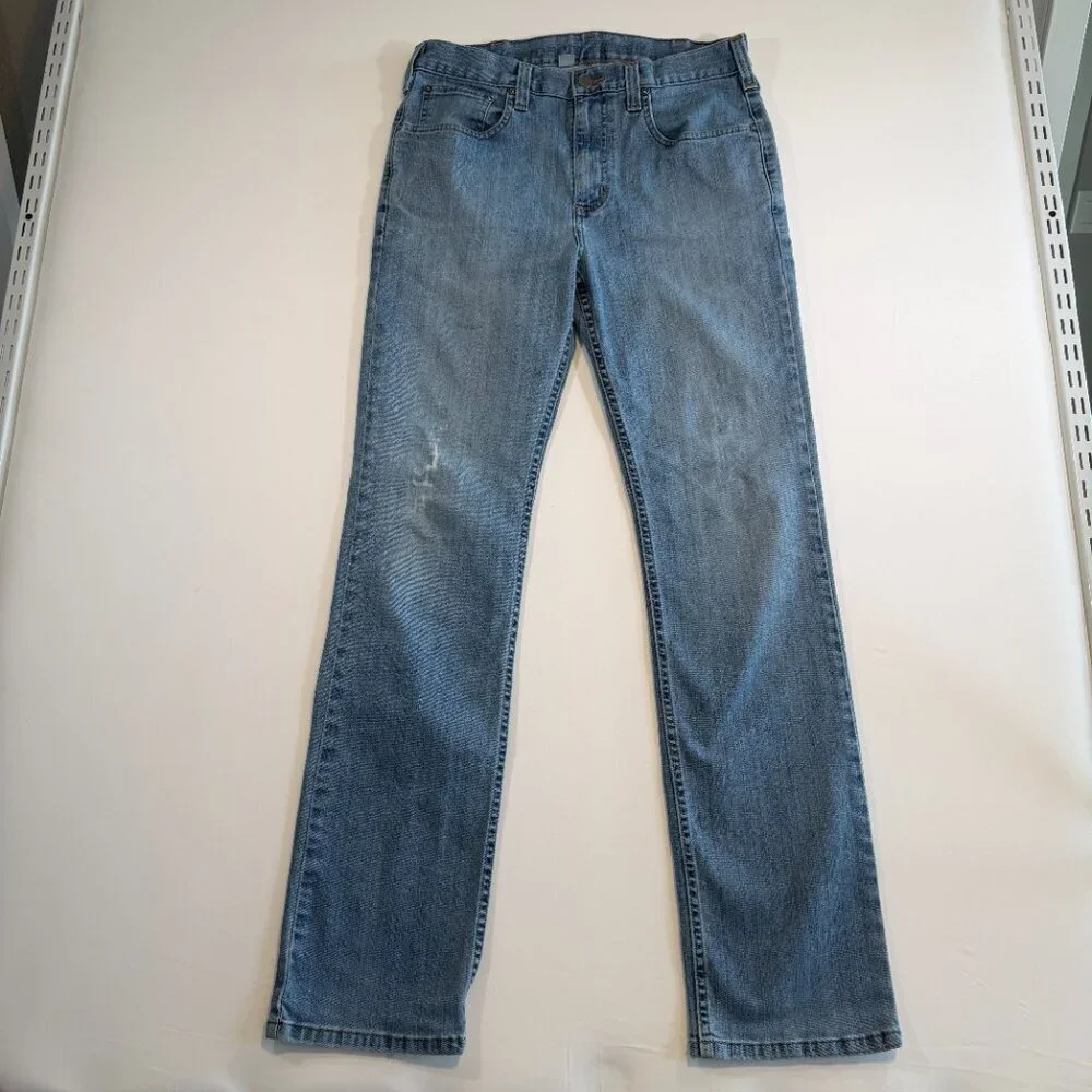 CARHARTT Rugged Flex Distressed Straight Leg Denim Blue Jeans 32 x 34
